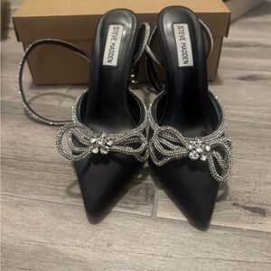 Steve Madden Black Heels with Rhinestone Embellishment